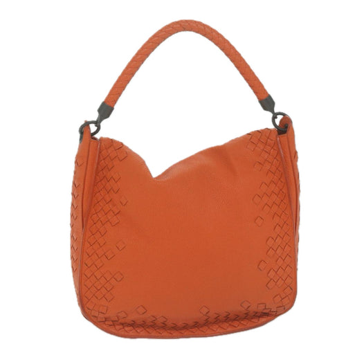Bottega Veneta Intrecciato Orange Leather Shoulder Bag (Pre-Owned)