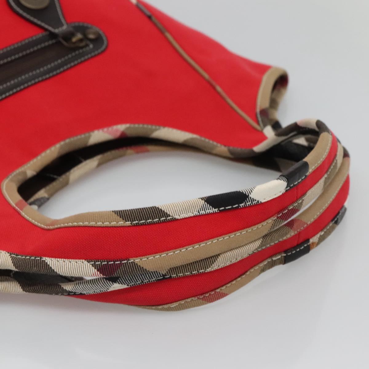 Burberry Nova Check Red Canvas Tote Bag (Pre-Owned)