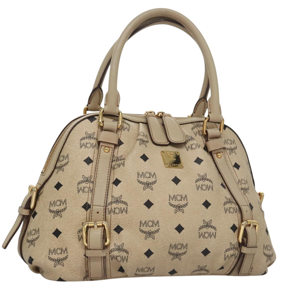 MCM Visetos Beige Canvas Handbag (Pre-Owned)