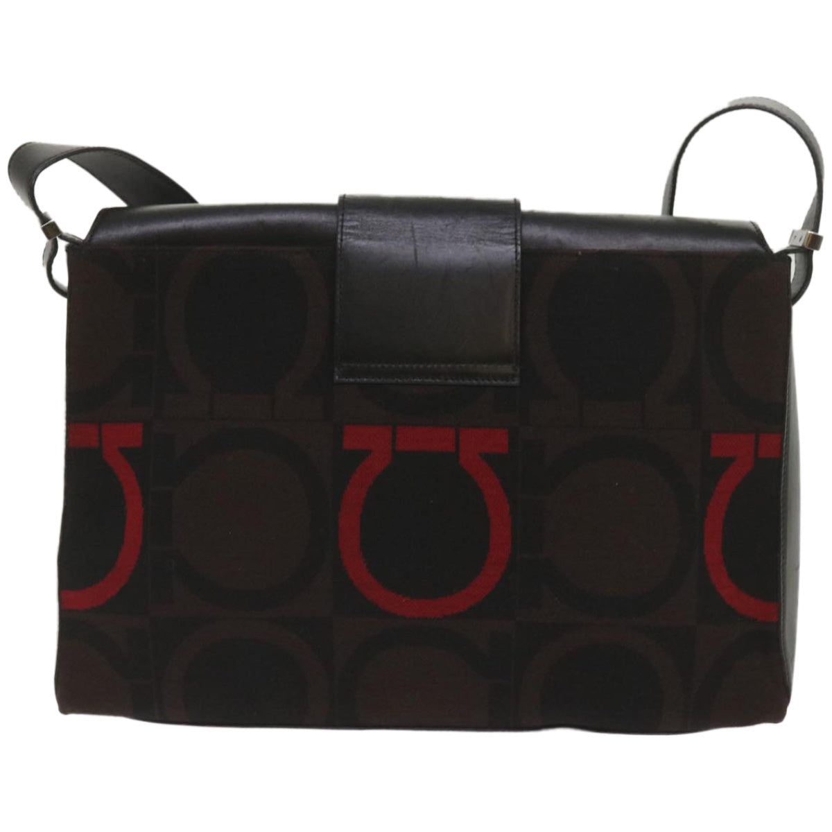 Salvatore Ferragamo Gancini Black Canvas Shoulder Bag (Pre-Owned)