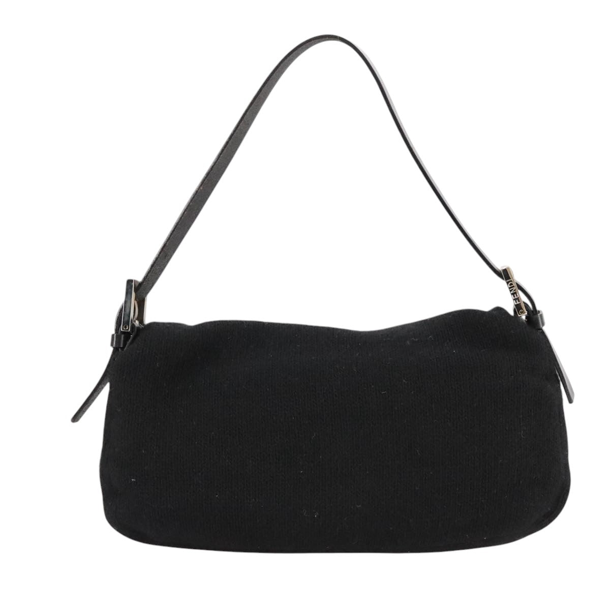Fendi Mamma Baguette Black Wool Shoulder Bag (Pre-Owned)