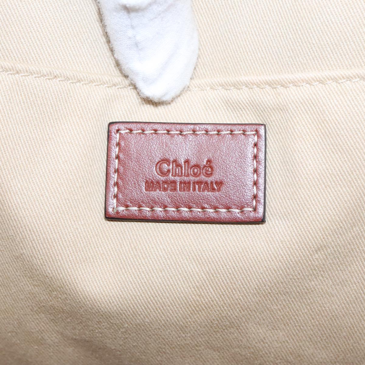 Chloé Woody Beige Canvas Tote Bag (Pre-Owned)