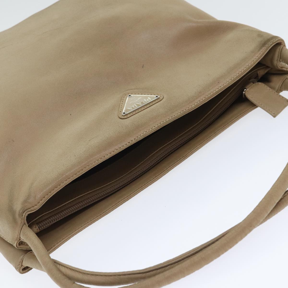 Prada Beige Leather Shoulder Bag (Pre-Owned)