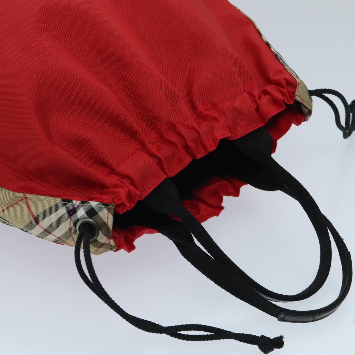 Burberry Nova Check Red Synthetic Handbag (Pre-Owned)