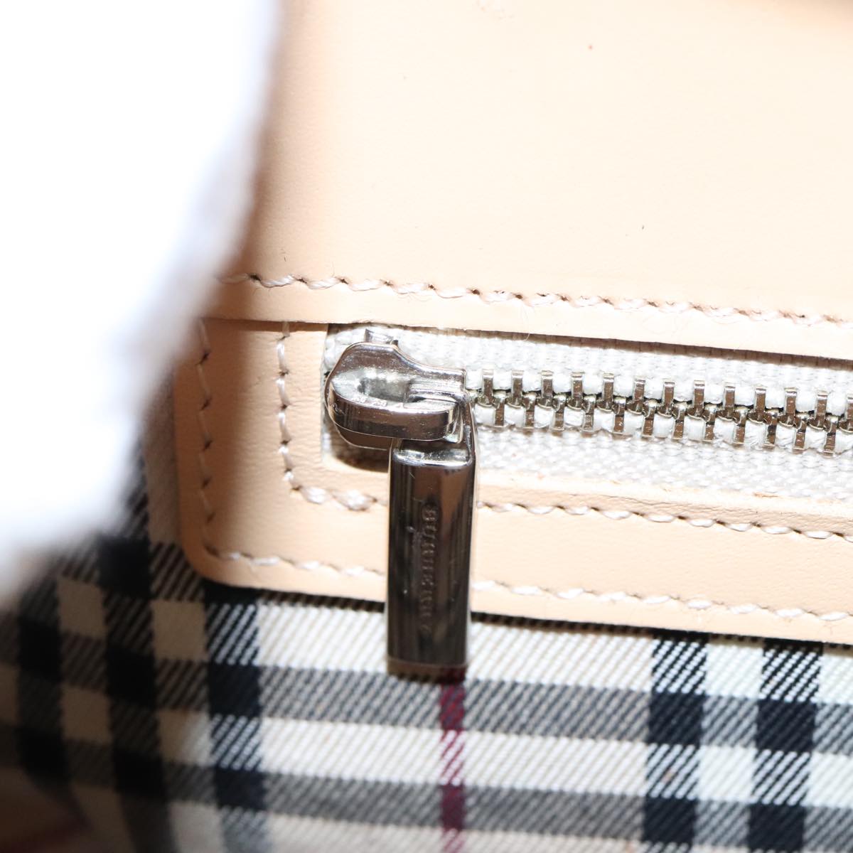 Burberry Nova Check Beige Canvas Handbag (Pre-Owned)