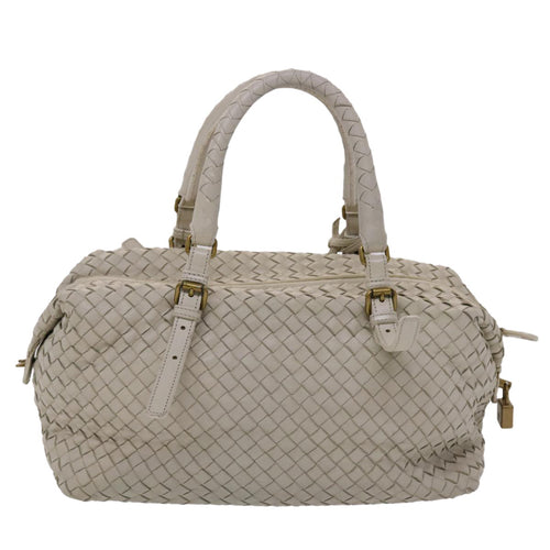 Bottega Veneta Intrecciato White Leather Handbag (Pre-Owned)