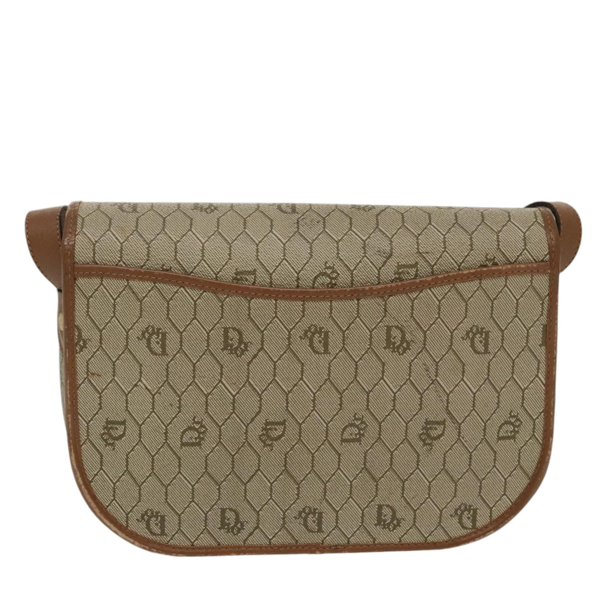 Dior Honeycomb Beige Canvas Shoulder Bag (Pre-Owned)