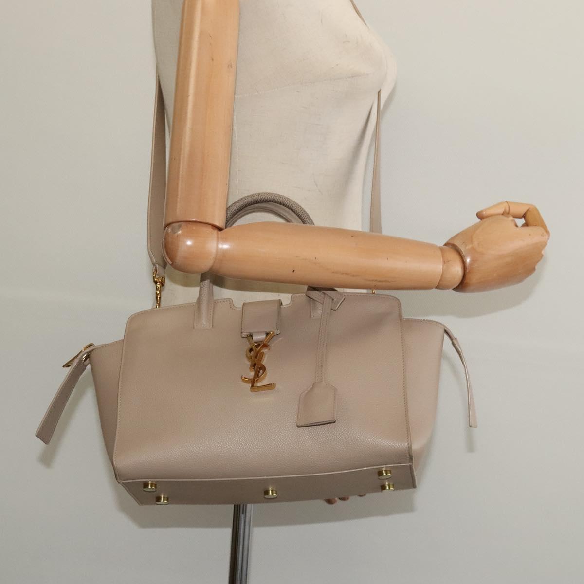 Yves Saint Laurent Downtown Beige Leather Handbag (Pre-Owned)