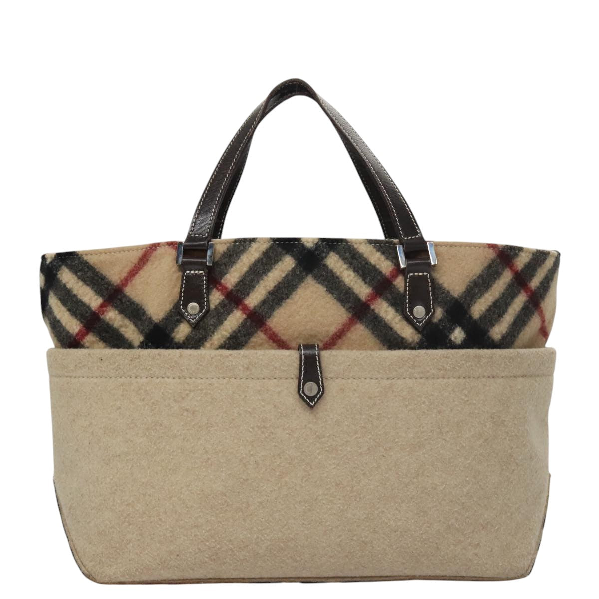 Burberry Nova Check Beige Canvas Handbag (Pre-Owned)