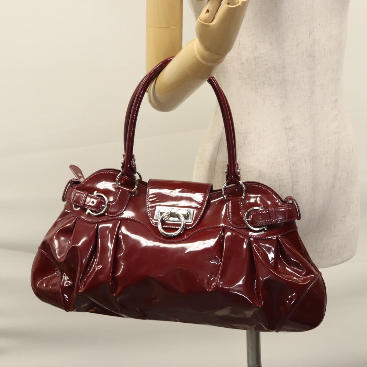 Salvatore Ferragamo Gancini Purple Patent Leather Handbag (Pre-Owned)