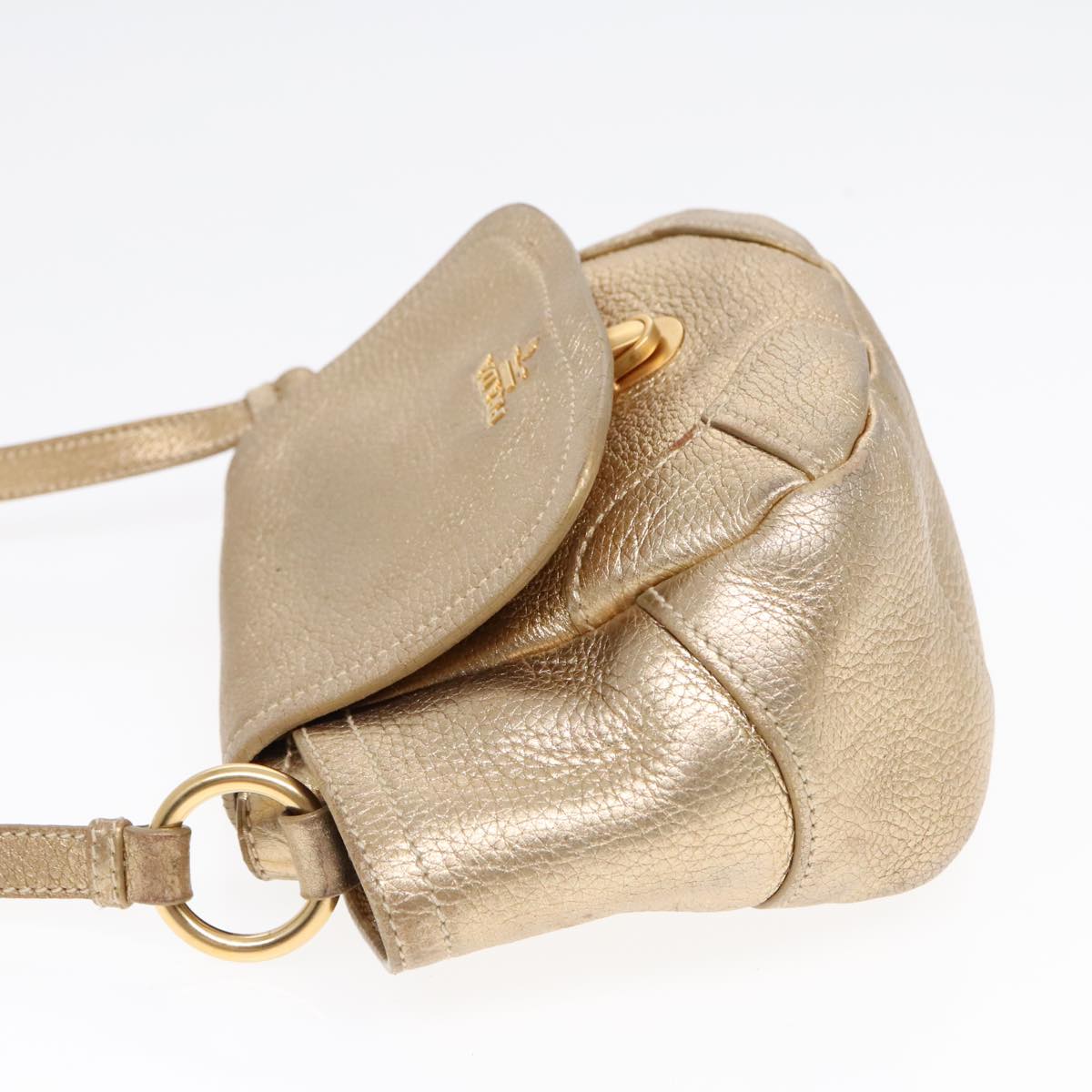 Prada Vitello Gold Leather Shoulder Bag (Pre-Owned)