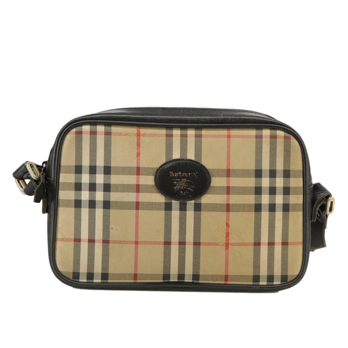 Burberry Nova Check Beige Canvas Shoulder Bag (Pre-Owned)