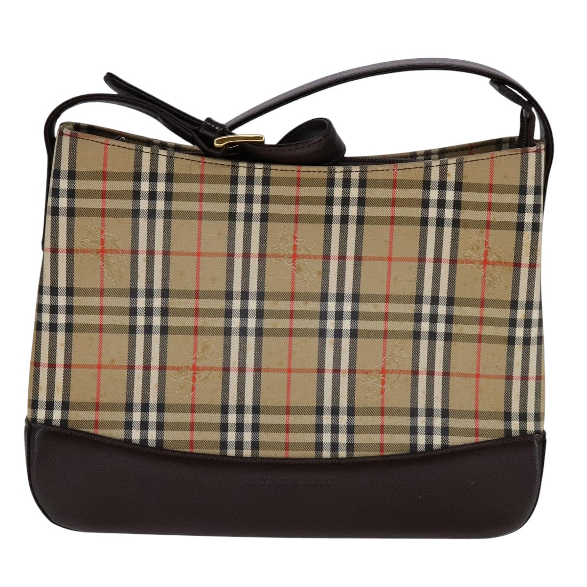 Burberry Nova Check Beige Canvas Shoulder Bag (Pre-Owned)
