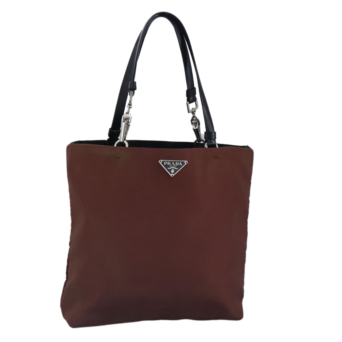 Prada Triangle Logo Brown Synthetic Handbag (Pre-Owned)