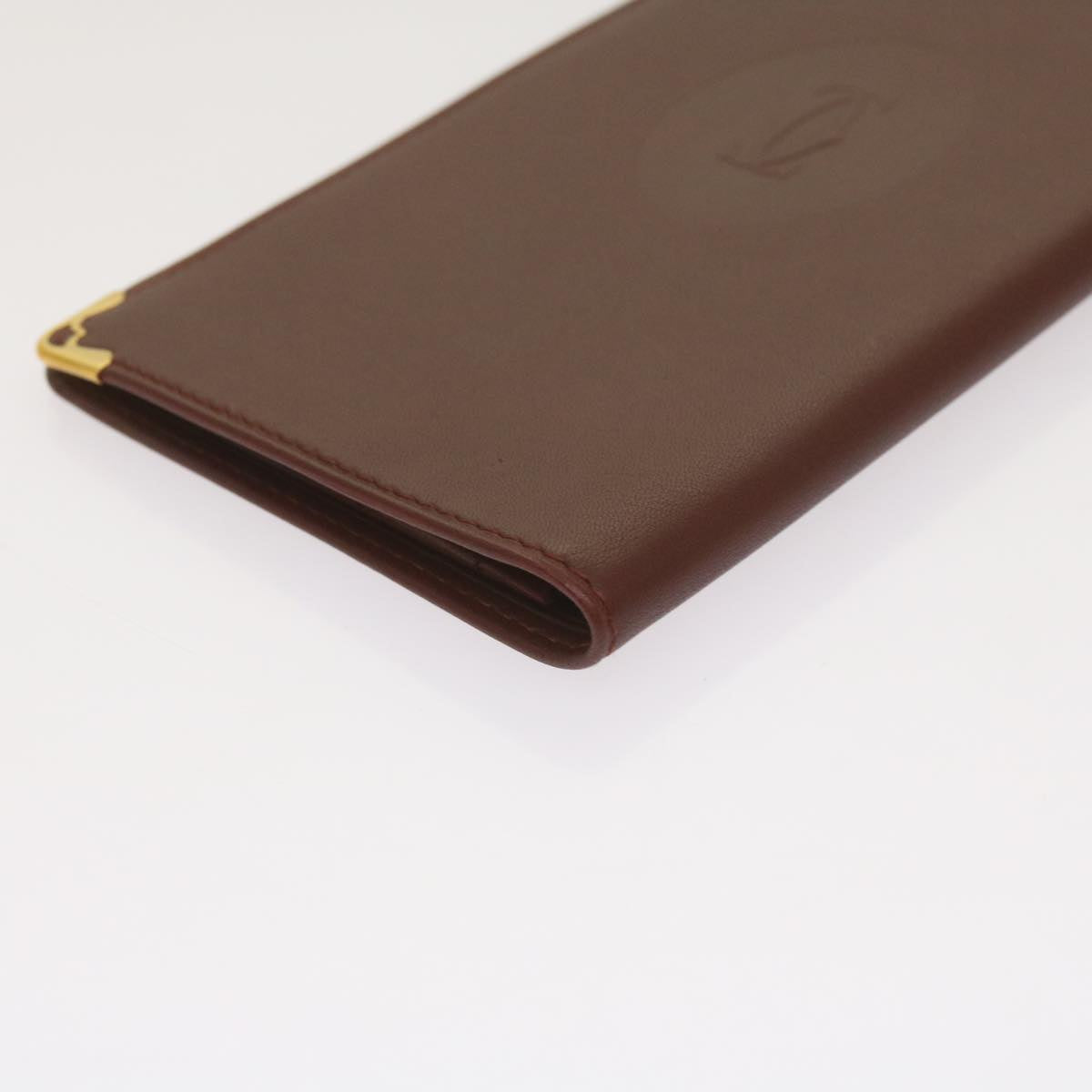 Cartier Must De Cartier Burgundy Leather Wallet  (Pre-Owned)