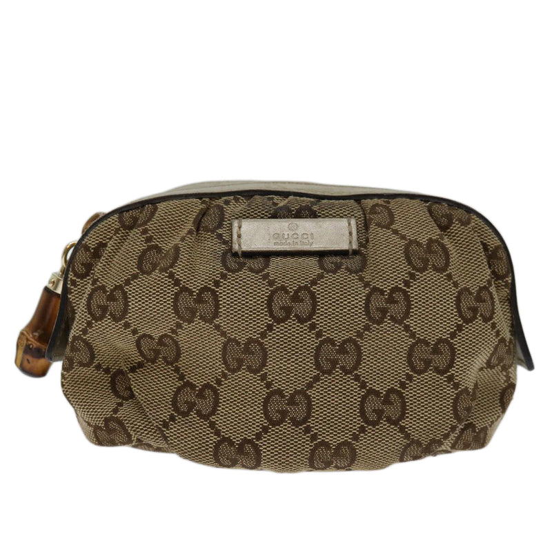 Gucci Bamboo Beige Canvas Clutch Bag (Pre-Owned)