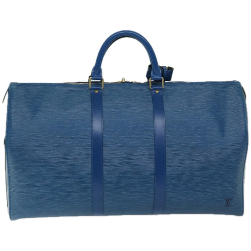 Louis Vuitton Keepall 50 Blue Leather Travel Bag (Pre-Owned)
