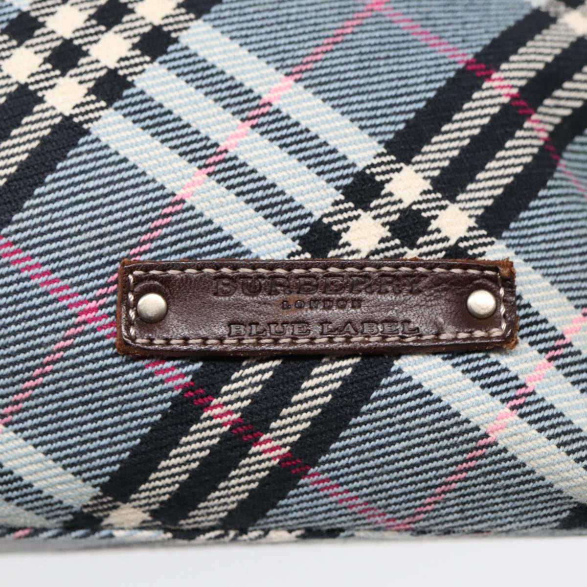 Burberry Plaid Blue Canvas Handbag (Pre-Owned)
