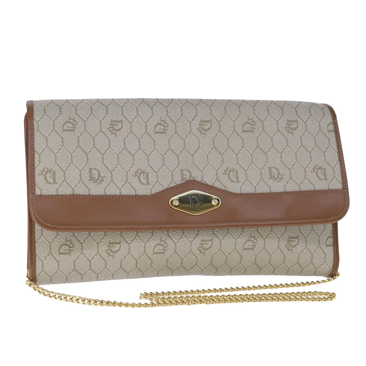 Dior Honeycomb Beige Canvas Shoulder Bag (Pre-Owned)
