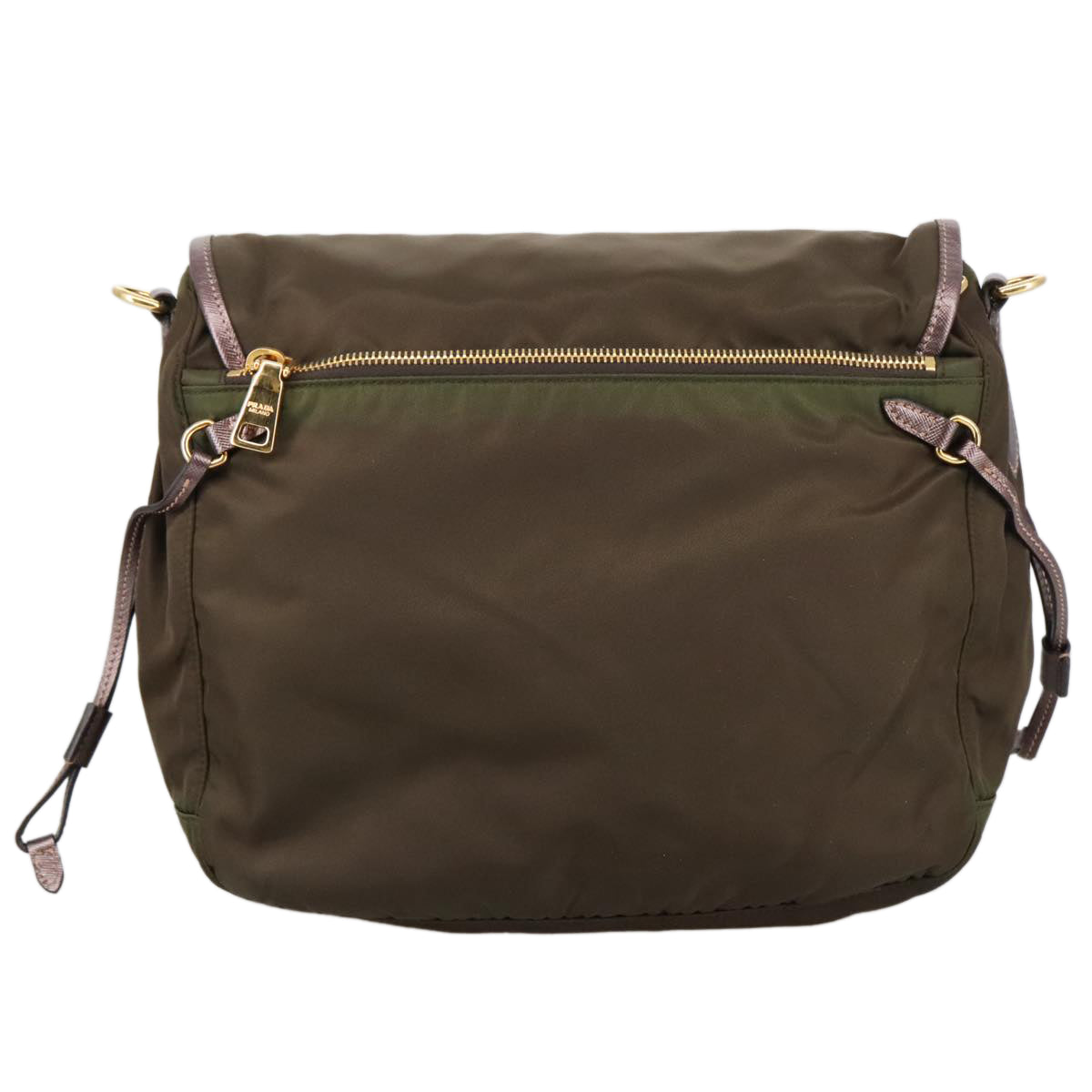 Prada Tessuto Brown Canvas Shoulder Bag (Pre-Owned)