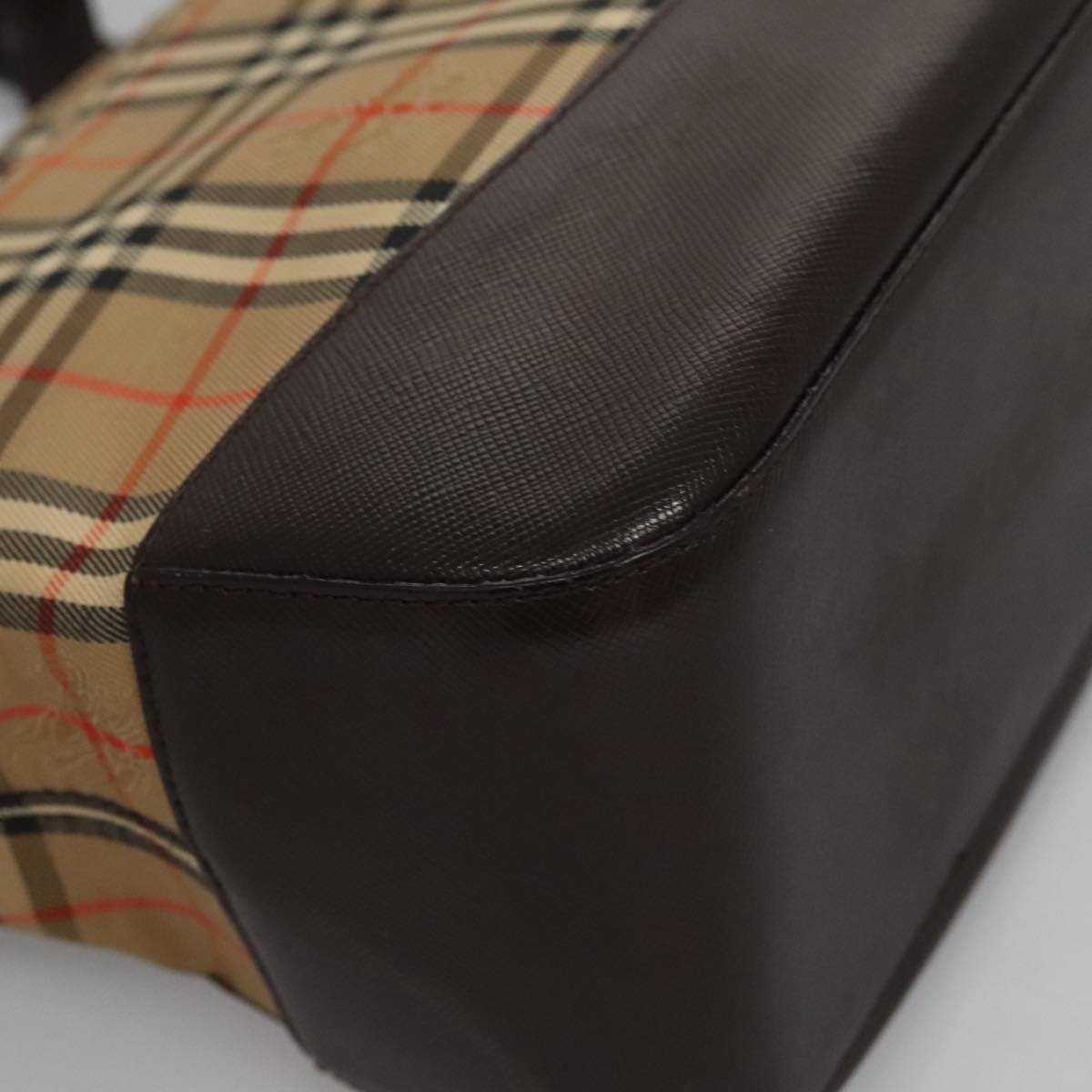 Burberry Nova Check Beige Canvas Shoulder Bag (Pre-Owned)