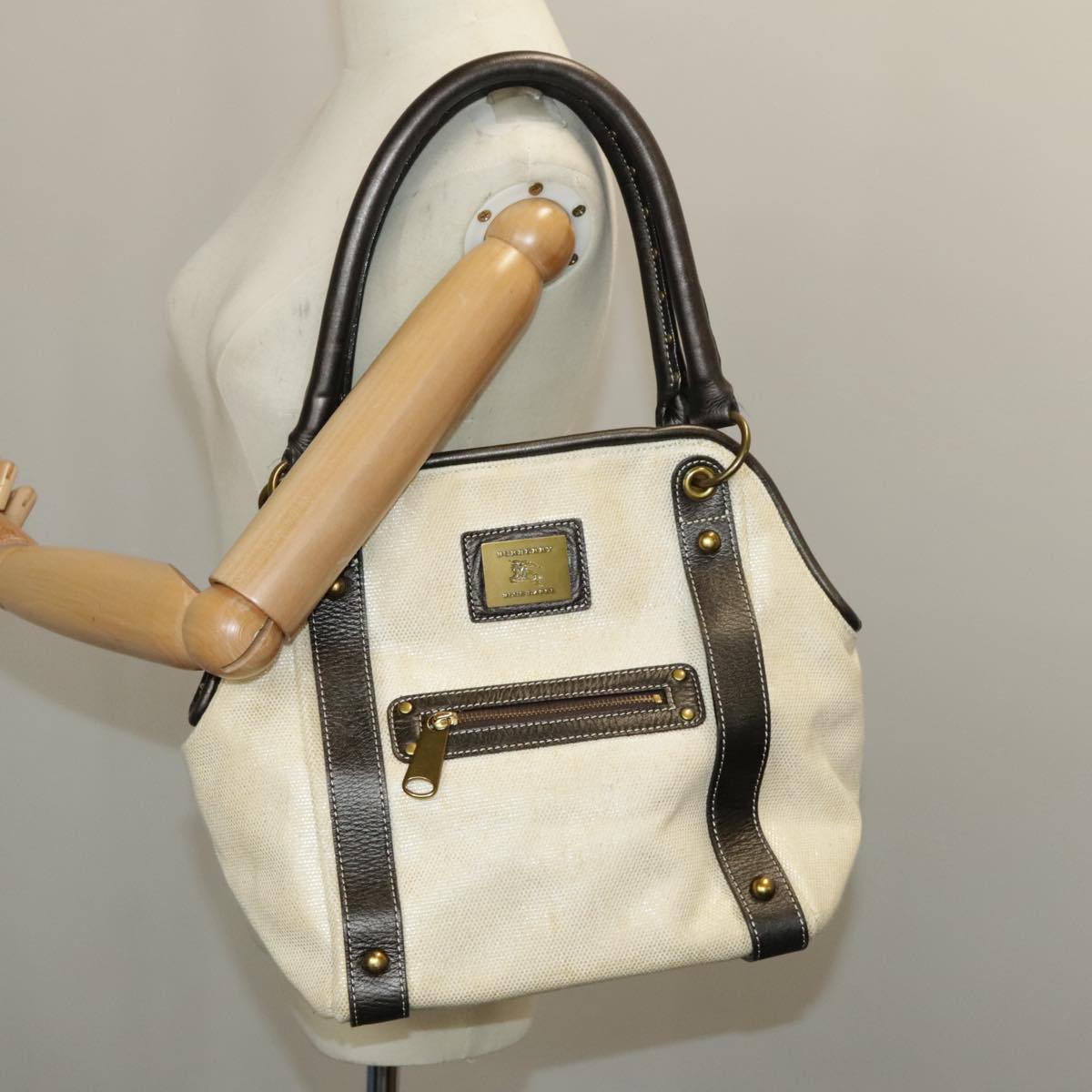 Burberry Blue Label Beige Canvas Tote Bag (Pre-Owned)