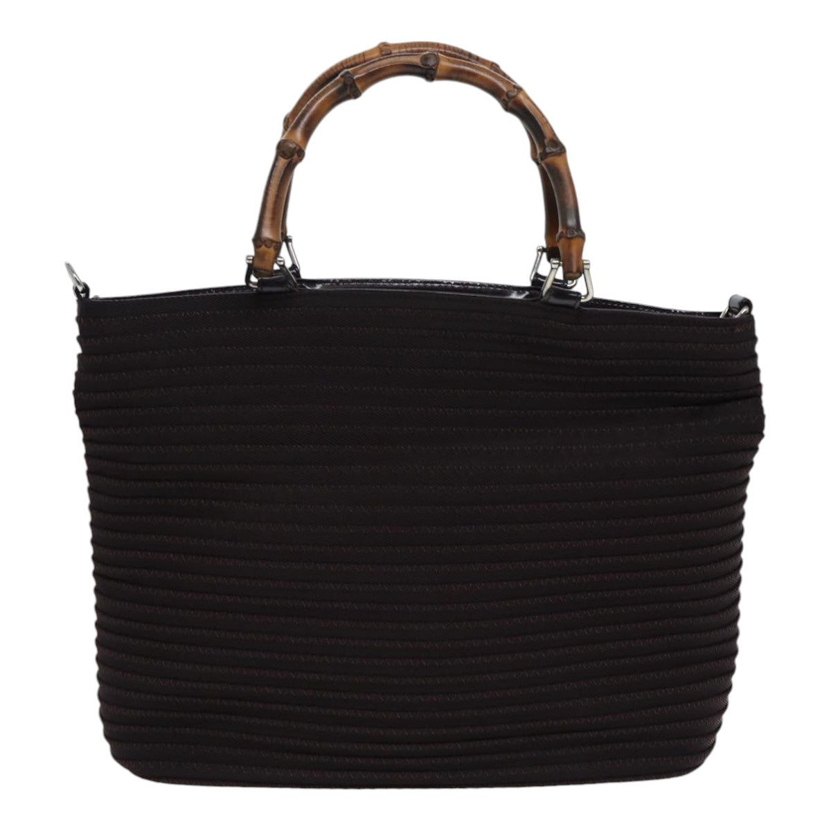 Gucci Bamboo Black Canvas Shoulder Bag (Pre-Owned)
