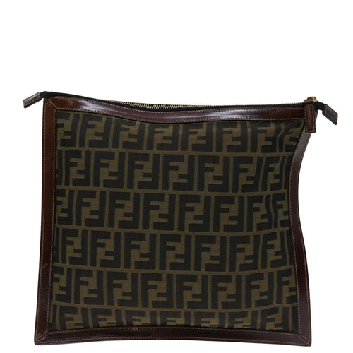 Fendi Zucchino Brown Canvas Clutch Bag (Pre-Owned)