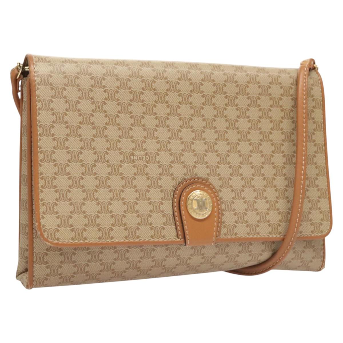 Céline Macadam Beige Canvas Shoulder Bag (Pre-Owned)