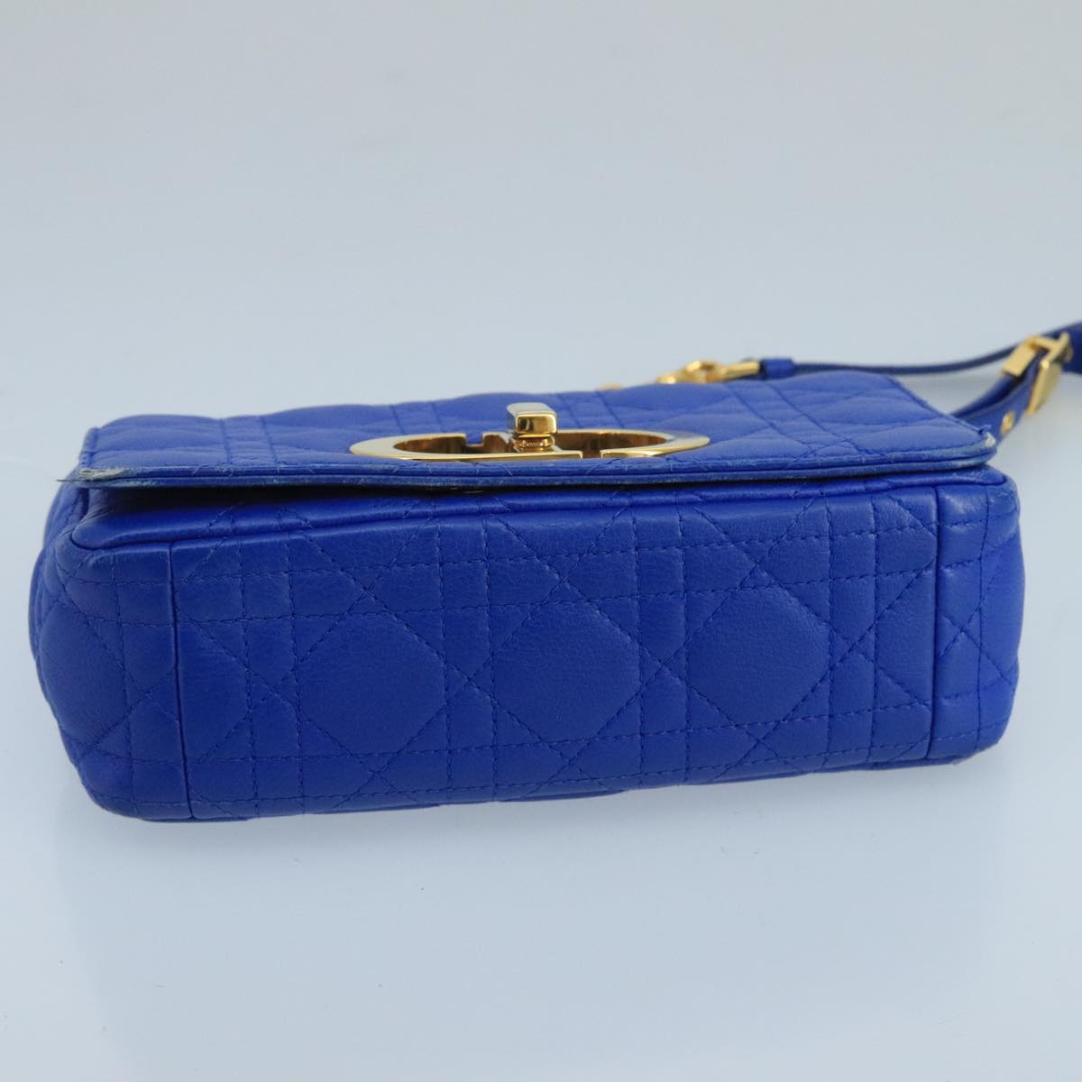 Dior Caro Blue Leather Shoulder Bag (Pre-Owned)
