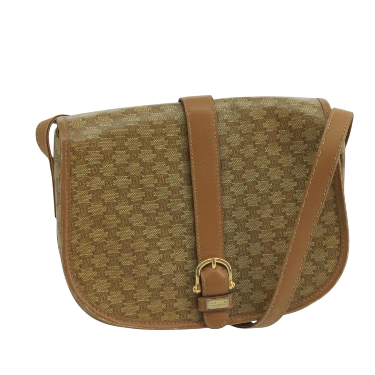 Céline Triomphe Beige Canvas Shoulder Bag (Pre-Owned)