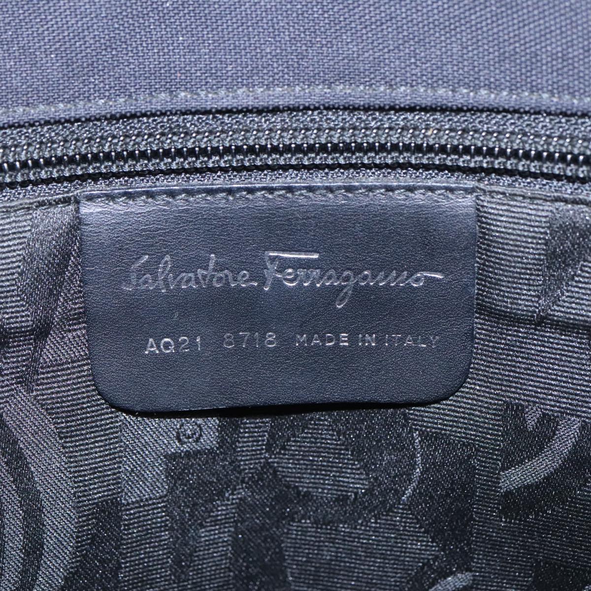 Salvatore Ferragamo Vara Black Canvas Shoulder Bag (Pre-Owned)