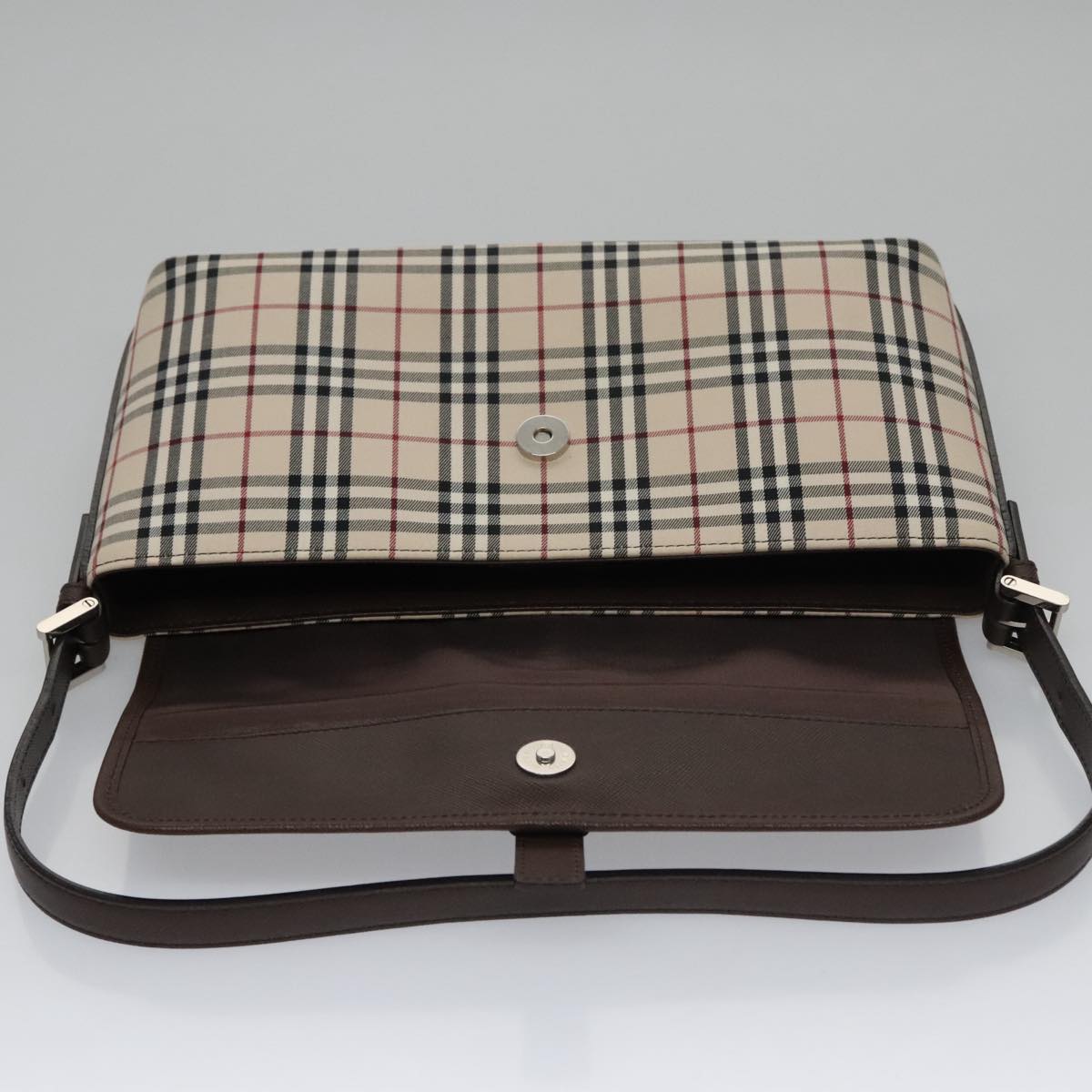 Burberry Nova Check Beige Canvas Shoulder Bag (Pre-Owned)