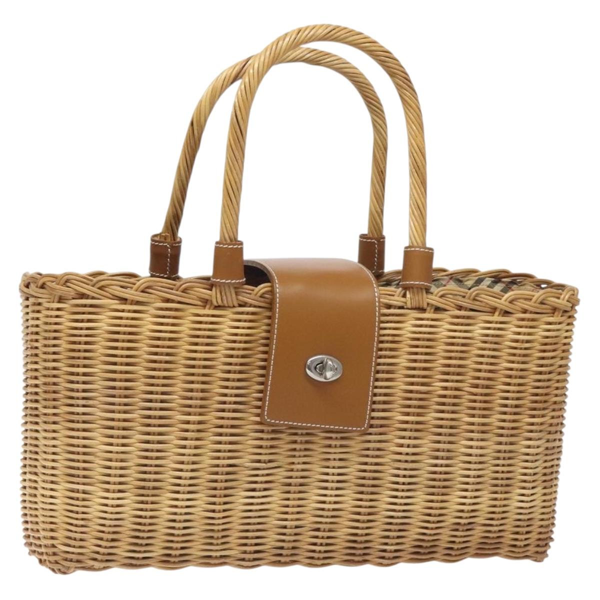 Burberry Beige, Brown Wicker Tote Bag (Pre-Owned)