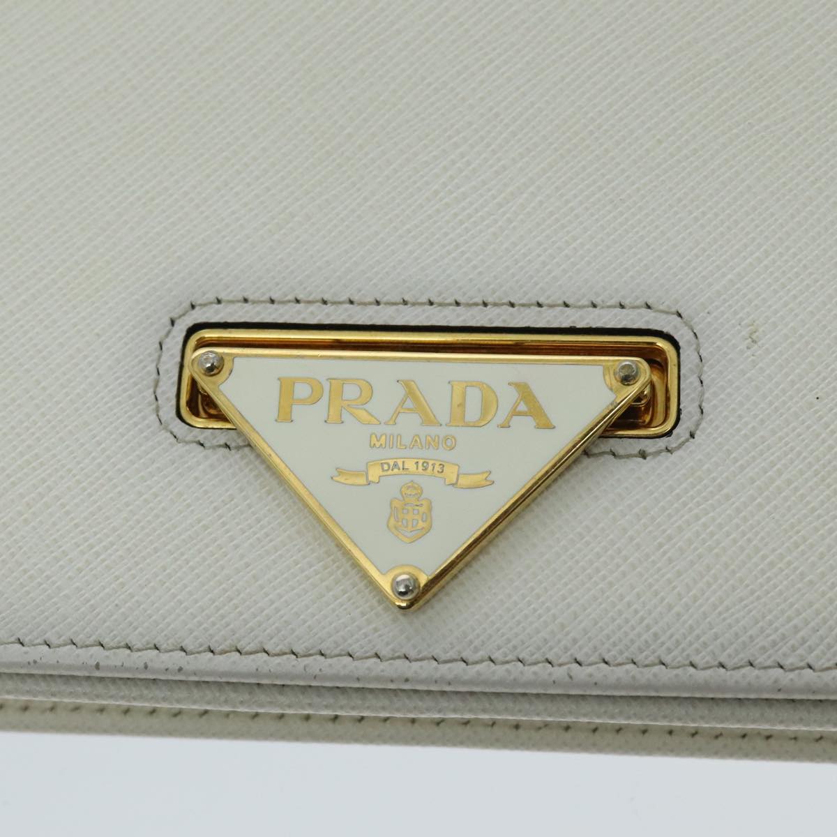 Prada Saffiano White Leather Clutch Bag (Pre-Owned)