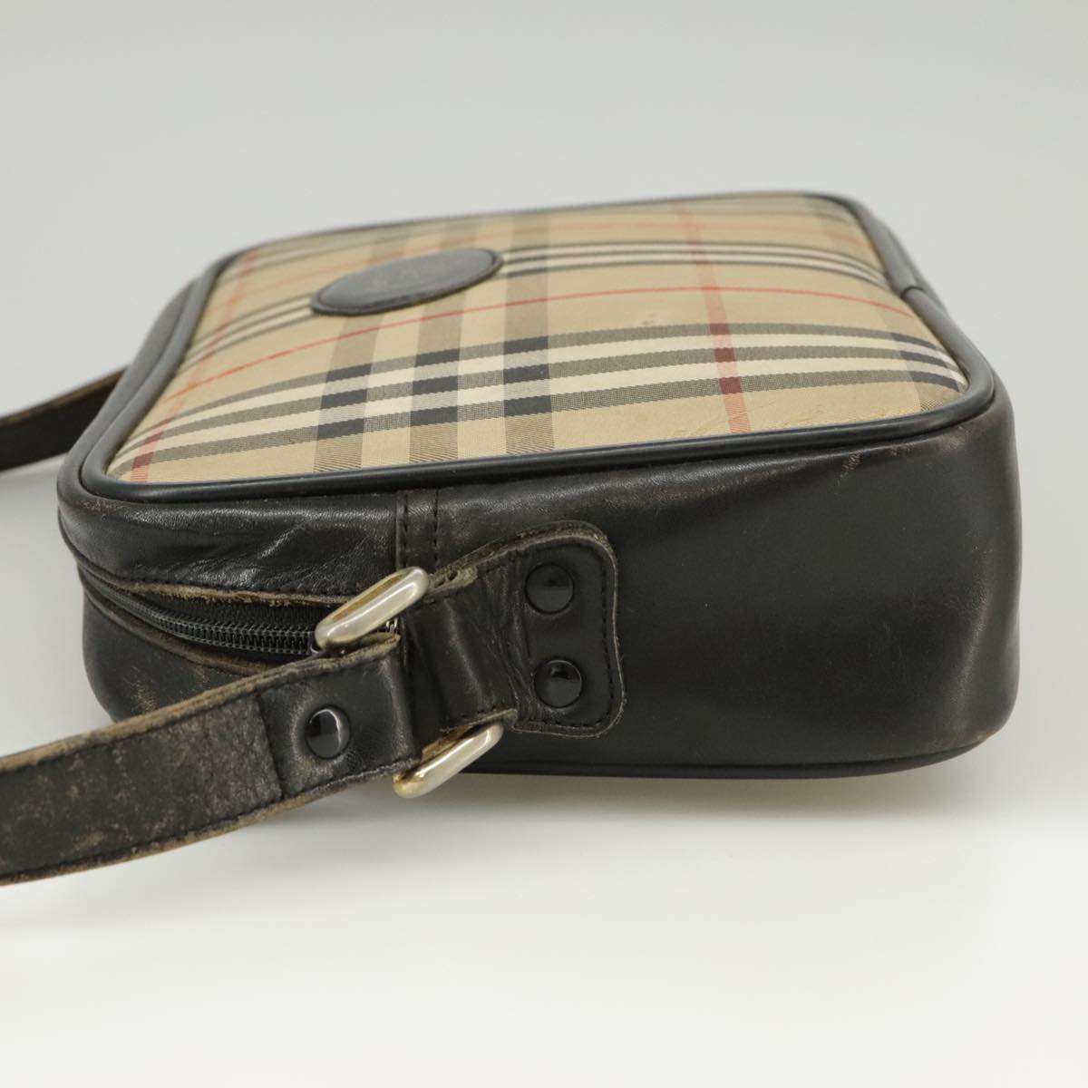 Burberry Nova Check Beige Canvas Shoulder Bag (Pre-Owned)