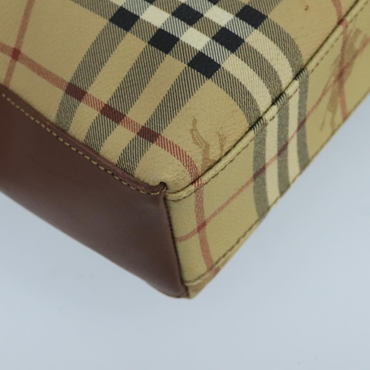 Burberry Nova Check Beige Canvas Shoulder Bag (Pre-Owned)