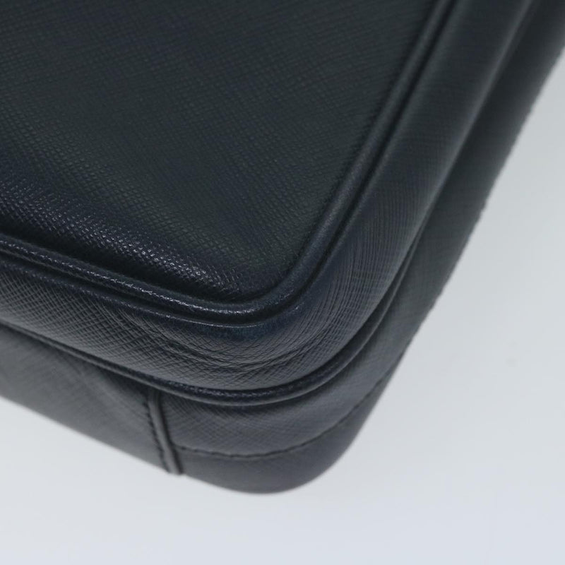 Prada Saffiano Navy Leather Shoulder Bag (Pre-Owned)