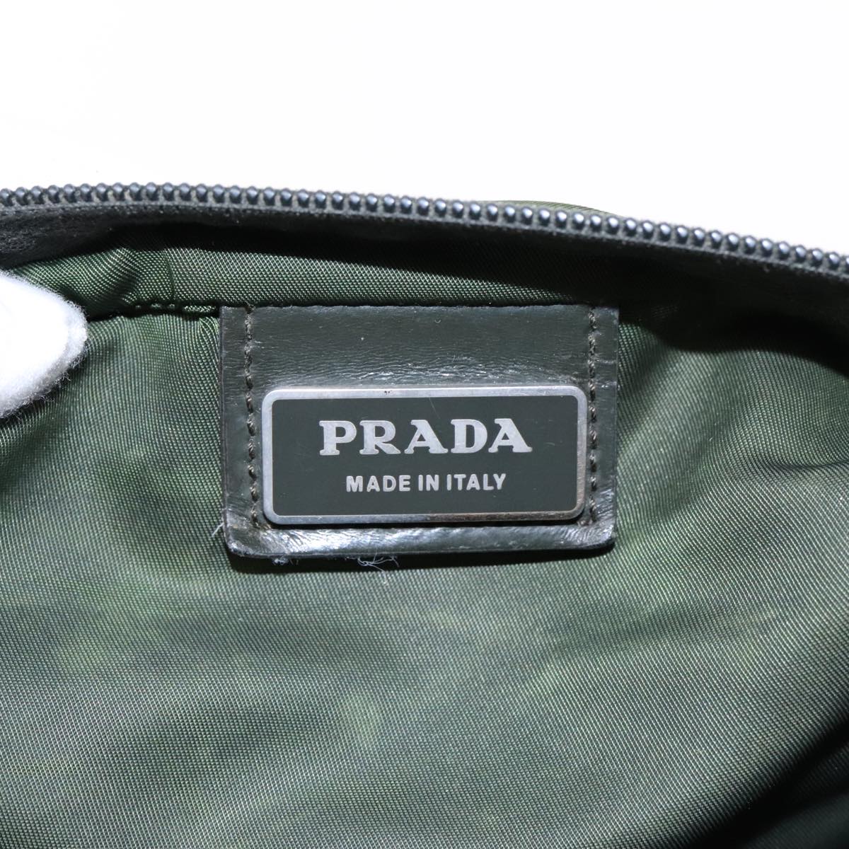 Prada Re-Nylon Khaki Canvas Shoulder Bag (Pre-Owned)