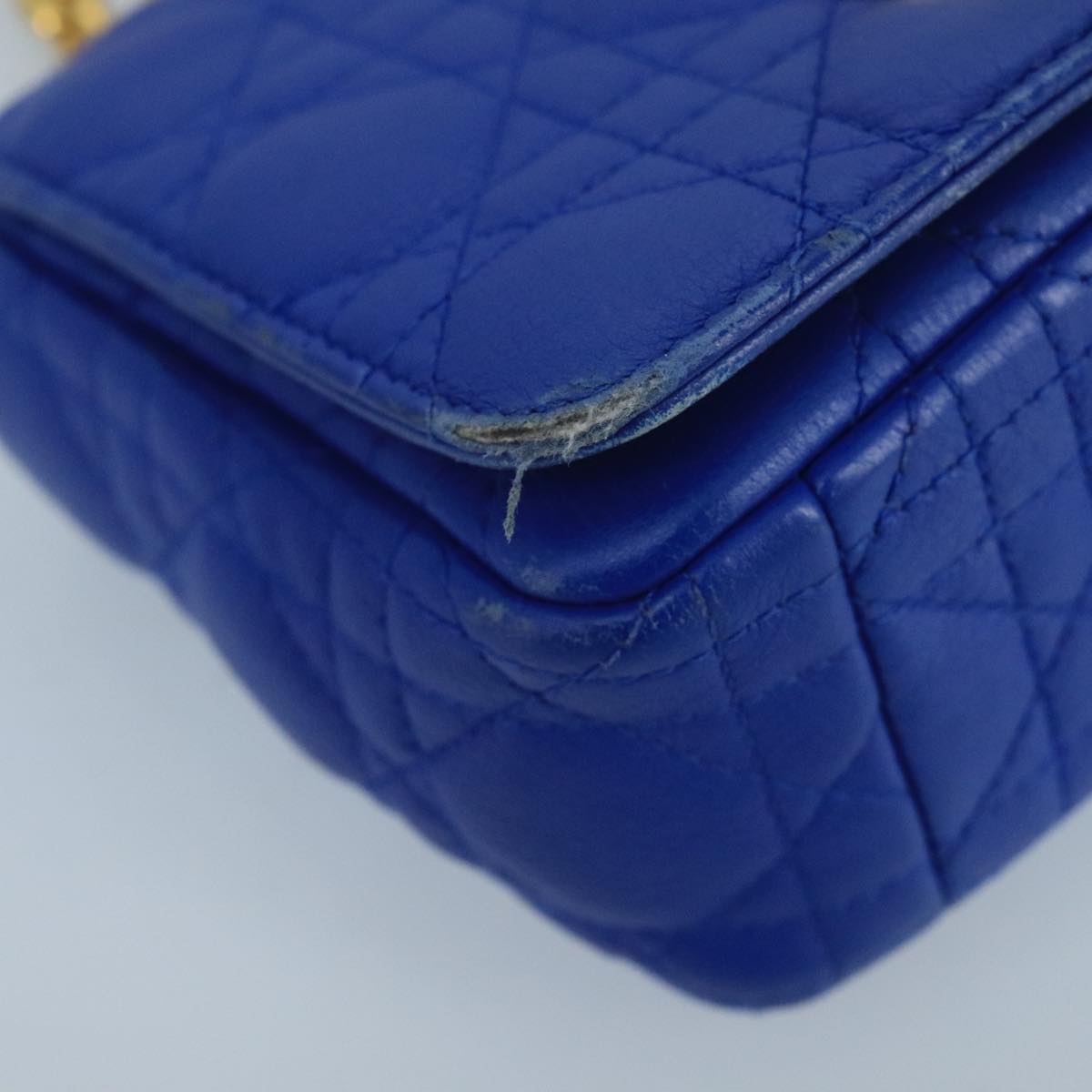Dior Caro Blue Leather Shoulder Bag (Pre-Owned)