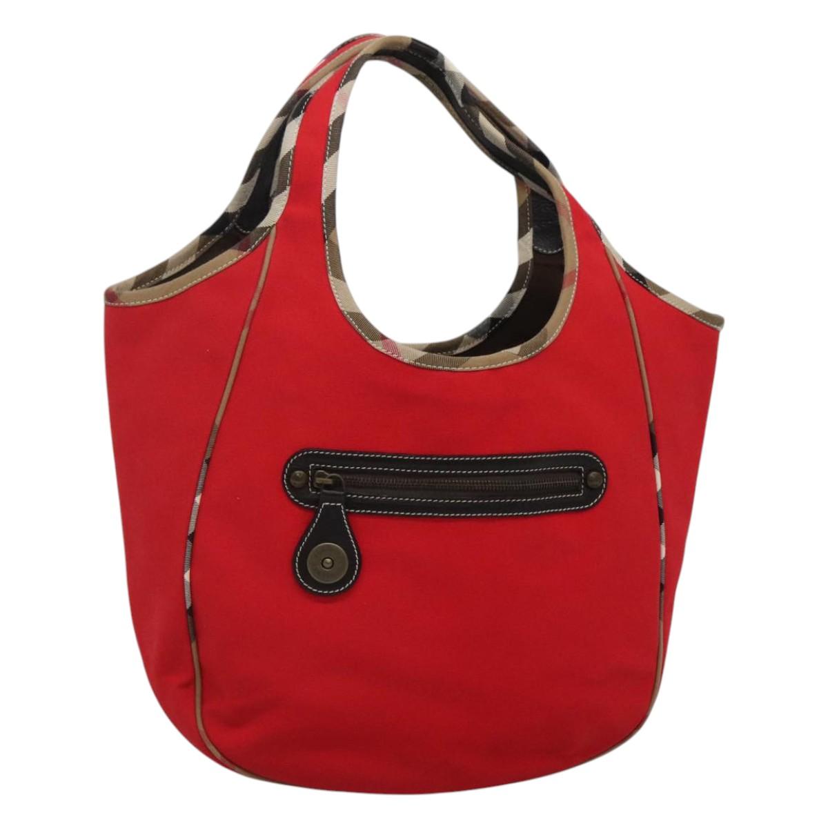 Burberry Nova Check Red Canvas Tote Bag (Pre-Owned)