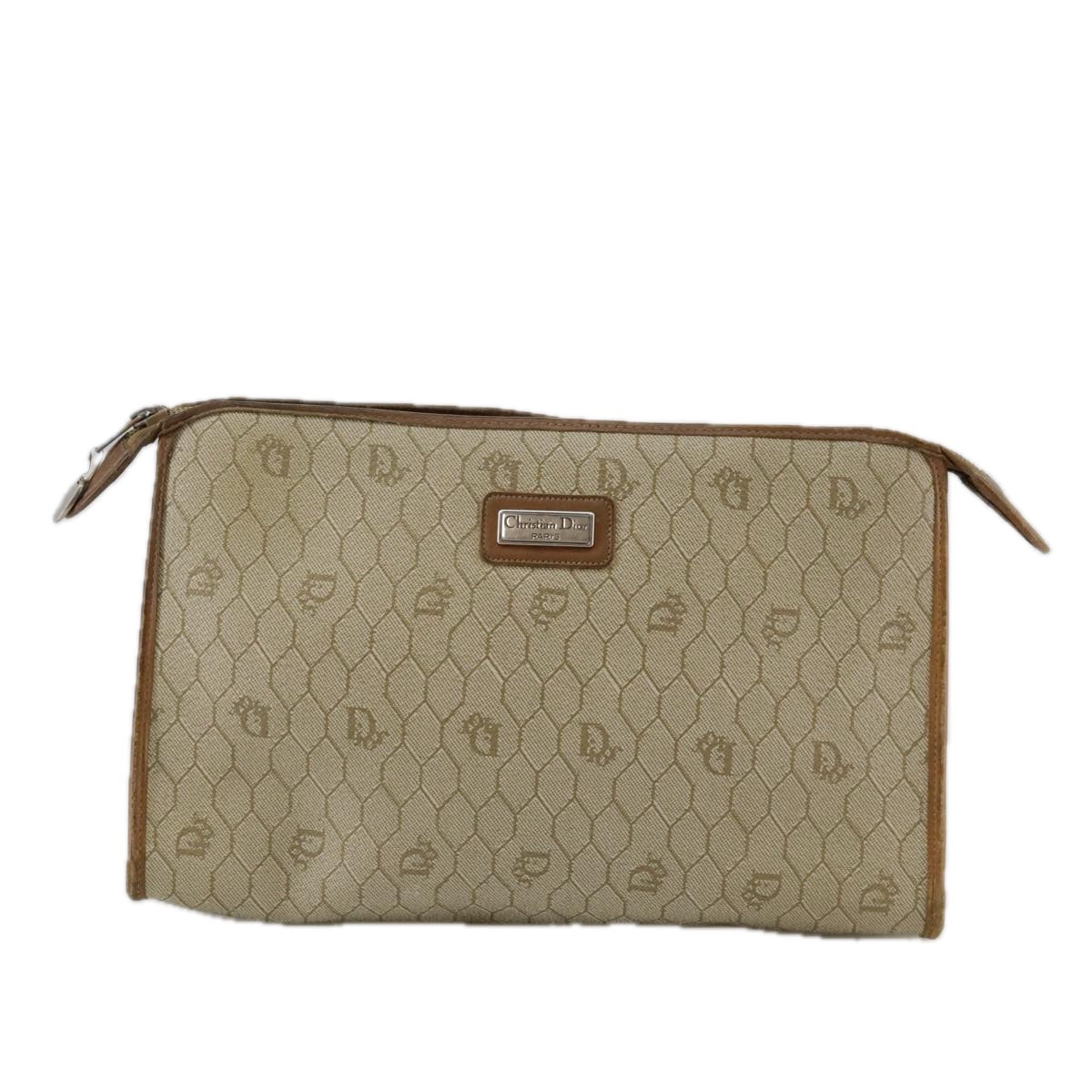 Dior Honeycomb Beige Canvas Clutch Bag (Pre-Owned)