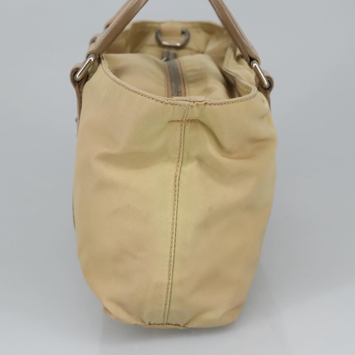 Prada Triangle Logo Beige Synthetic Handbag (Pre-Owned)