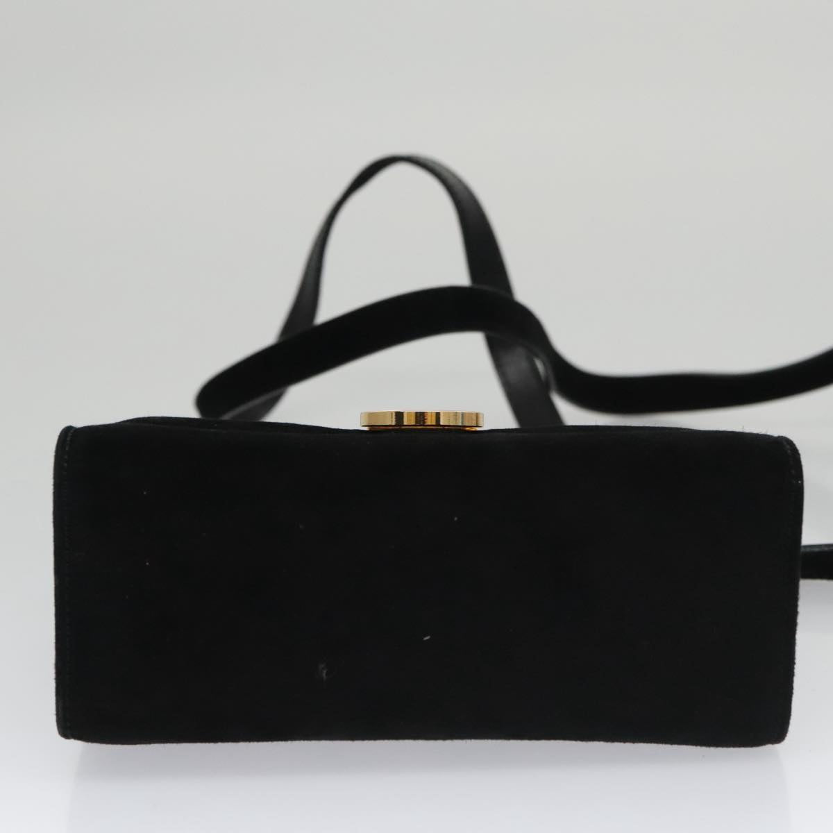 Salvatore Ferragamo Gancini Black Suede Shoulder Bag (Pre-Owned)