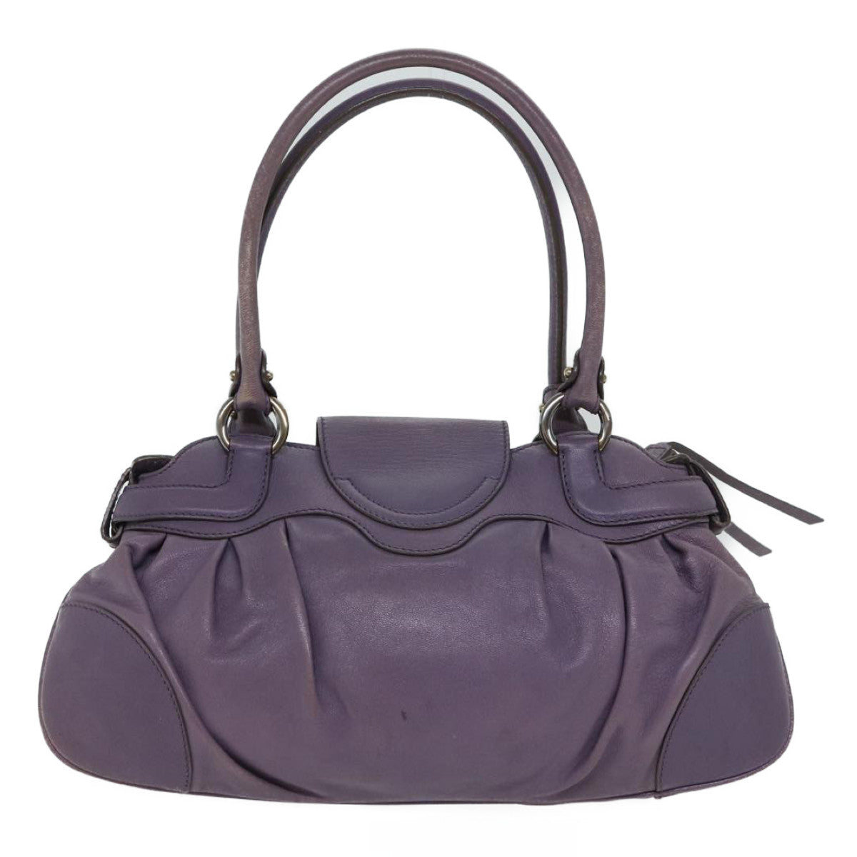 Salvatore Ferragamo Gancini Purple Leather Handbag (Pre-Owned)