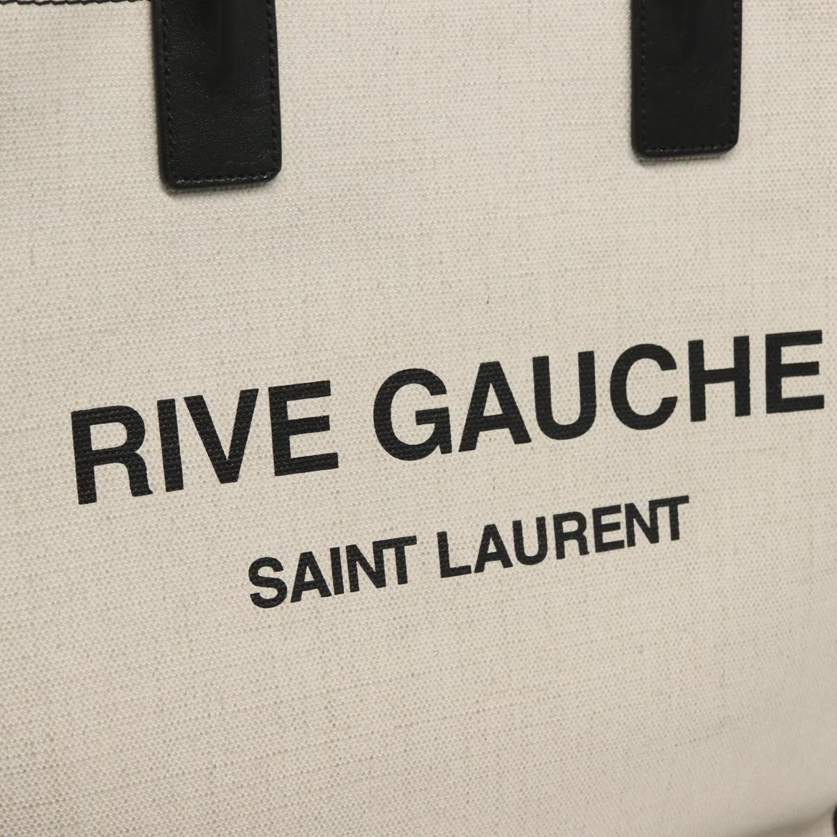 Saint Laurent Rive Gauche White Canvas, Leather Handbag (Pre-Owned)