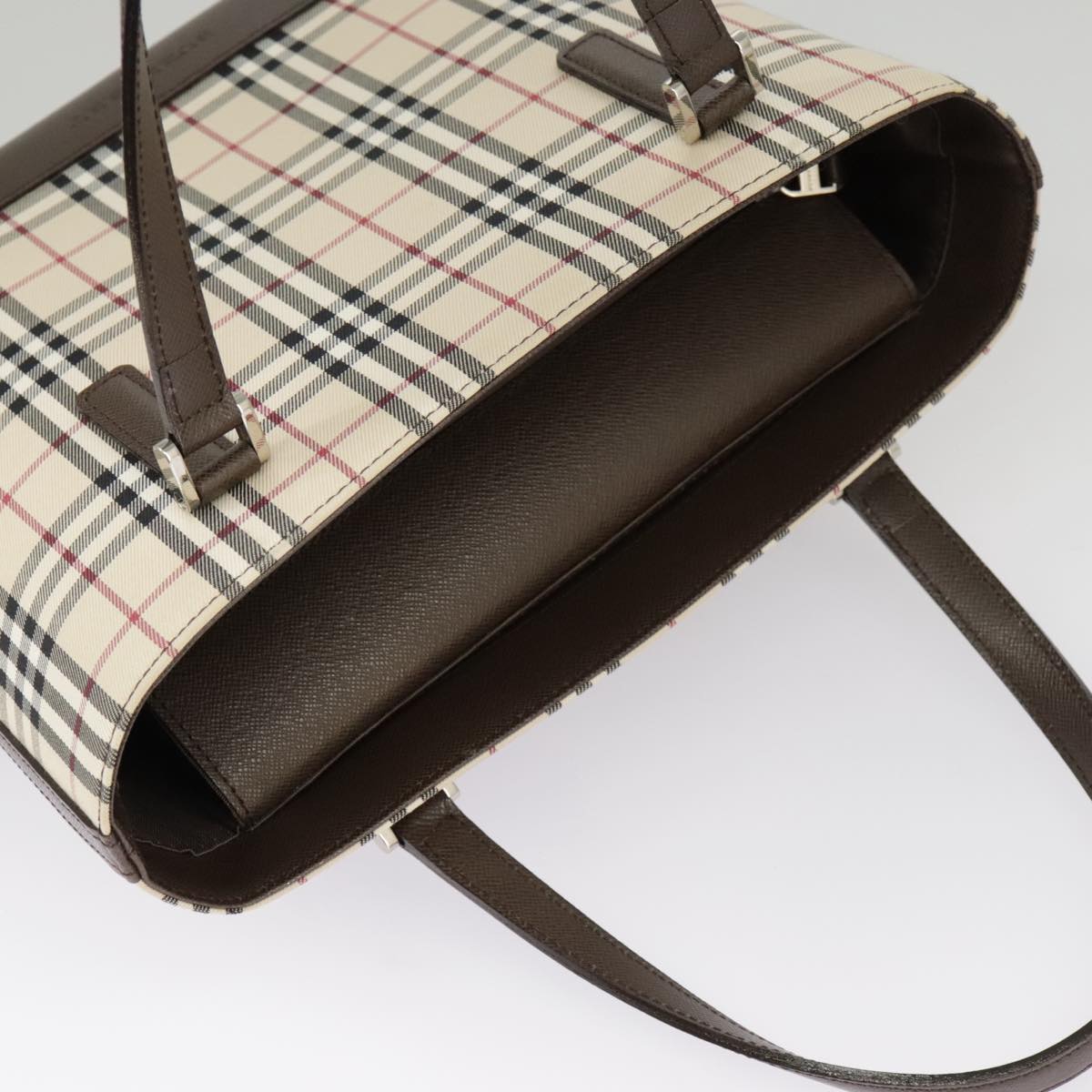 Burberry Nova Check Beige Canvas Handbag (Pre-Owned)