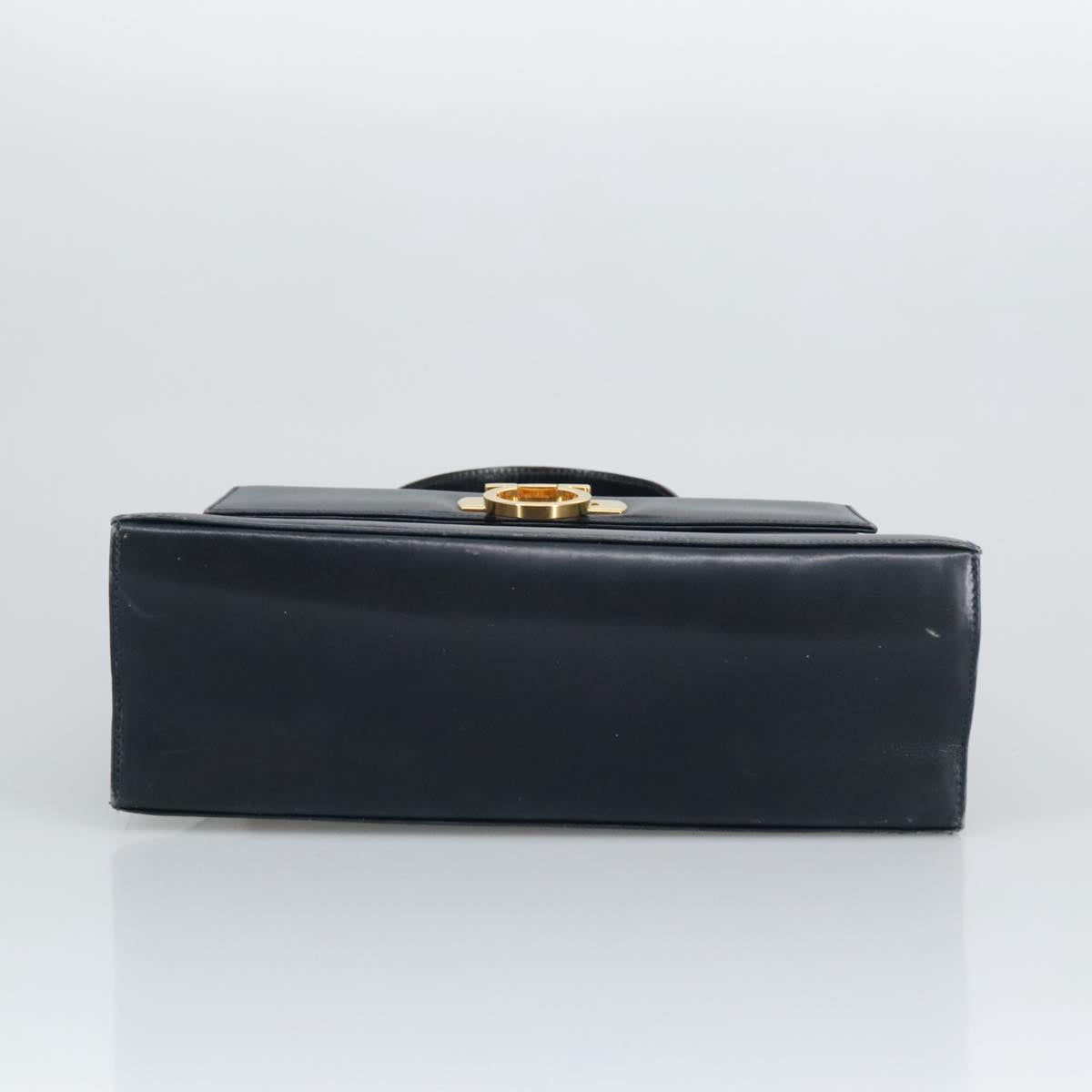 Salvatore Ferragamo Gancini Navy Leather Handbag (Pre-Owned)