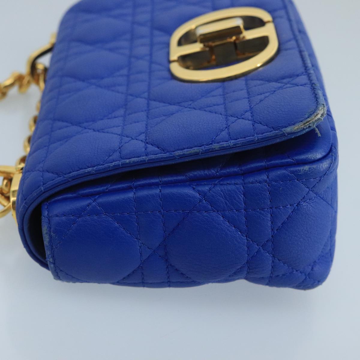 Dior Caro Blue Leather Shoulder Bag (Pre-Owned)