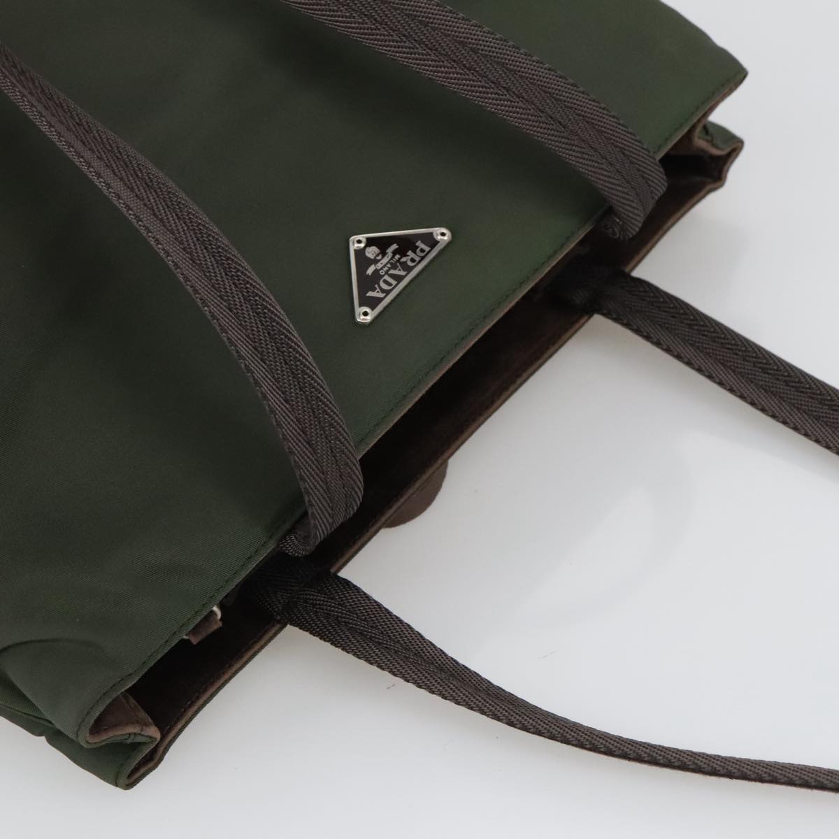 Prada Khaki Synthetic Tote Bag (Pre-Owned)